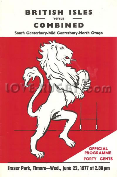 1977 S-Mid Canterbury-North Otago v British Lions  Rugby Programme